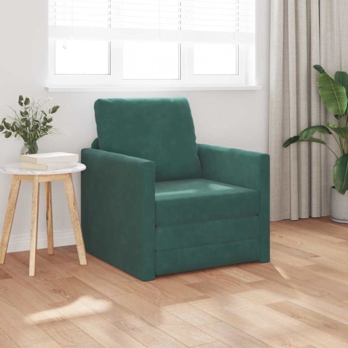 Sofa Pat 2 &icirc;n 1 Verde &icirc;nchis 74x77x81 cm Catifea