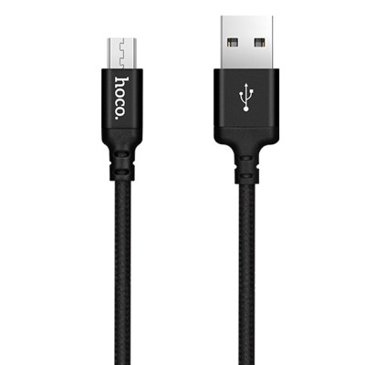 HOCO - Cablu de date (X14 Double) - USB-A la Micro-USB, 2A, 1.0m - Negru foto