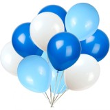 Set 10 baloane din latex metalizate, flippy, model party, alb, albastru, blue, 23 cm, 2.2 g