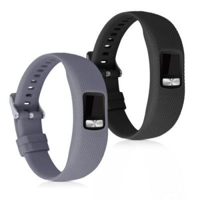 Set 2 Curele pentru Garmin Vivofit 4, Kwmobile, Silicon, Negru/Gri, 44228.22 foto