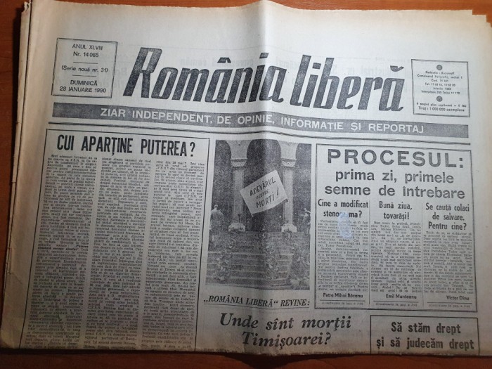 romania libera 28 ianuarie 1990-unde sunt morti timisoarei,procesul comunistilor