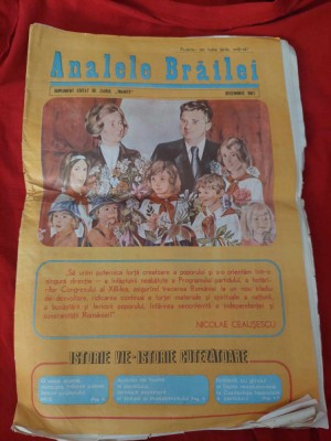Supliment editat de ziarul,,INAINTE,,ANALELE BRAILEI decembrie 1987,Tip.BRAILA foto