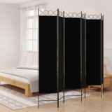 VidaXL Paravan de cameră cu 6 panouri, negru, 240x200 cm, textil