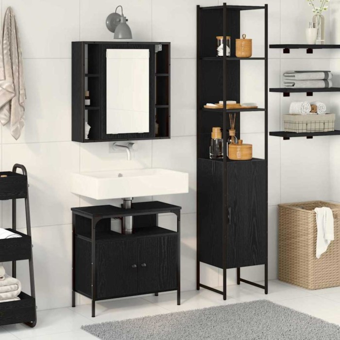 Set mobilier baie - Stejar negru, lemn prelucrat