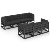 vidaXL Set mobilier grădină cu perne, 8 piese, lemn masiv pin