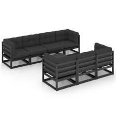 Set mobilier gradina cu perne, 8 piese, lemn masiv pin