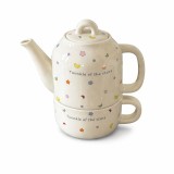 Set de Ceai, Flippy, Ceainic cu Ceasca pentru Uz Casnic, Stele cu Luna, Set de Ceai pentru Copii, Adulti, 18 x 17 x 13 cm, Alb Crem