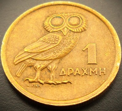 Moneda 1 DRAHMA - GRECIA, anul 1973 * cod 1064 = RARĂ (S-AU TRAFORAT MULTE) foto