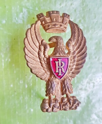 G11-I-Insigna Italia veche cu Vultur si Coroana Regala alama aurita in patina. foto