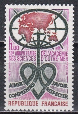 Franta 1973 - A 50-a aniversare a Academiei de Științe de peste mări, MNH foto