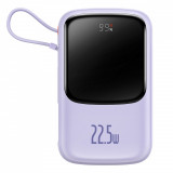 Powerbank Baseus Qpow Cablu USB Tip C &icirc;ncorporat De 10000 MAh 22,5 W &Icirc;ncărcare Rapidă SCP AFC FCP Violet (PPQD020105)