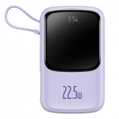 Powerbank Baseus Qpow Cablu USB Tip C încorporat De 10000 MAh 22,5 W Încărcare Rapidă SCP AFC FCP Violet (PPQD020105)