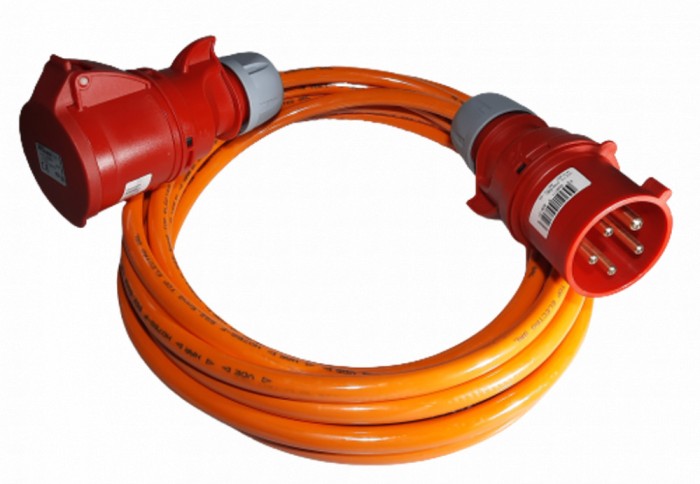 Prelungitor trifazic 10m cablu 5G1.5 H07BQ-F 16A aprox. 11kW lungime IP44 rezistent la uleiuri si abraziune