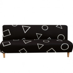 Husa elastica universala pentru canapea si pat, neagra cu modele ,190X 210 cm