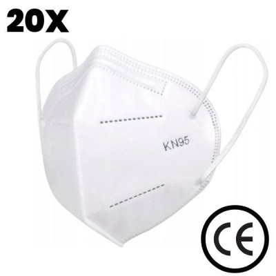 Set 20 buc Masca de protectie KN95 cu 5 straturi CE0598, FFP2, certificate CE, foto