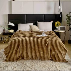 Patura Cocolino Gofrata Pentru Pat Dublu, Bej Inchis - JO565