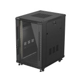 Dulap rack 19 perete 18U 600X800 (FLAT PACK) WITH GLASS DOOR, Self- assembly, greutate maxima suportata 800 kg, RAL color RAL9004
