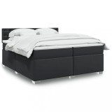 VidaXL Pat box spring cu saltea, negru, 200x200 cm, piele ecologică 3286136
