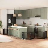 vidaXL Poartă c&acirc;ini pliabilă cu ușă 12 panouri negru 960 cm, lemn plop