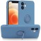 Husa protectie Flippy compatibila cu Apple iPhone 12 Liquid Silicone Ring cu suport rotativ Albastru deschis