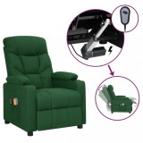 VidaXL Fotoliu de masaj electric, verde &icirc;nchis, material textil