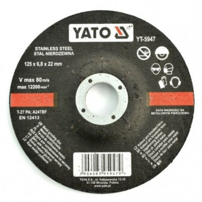 YATO Disc de slefuire, 125 x 6.8 x 22 mm, pentru otel inoxidabil foto