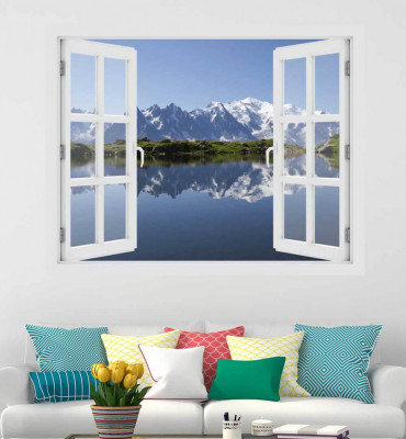 Fereastra cu efect 3D - Masivul Mont Blanc - 119x93 cm foto