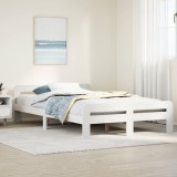 VidaXL Cadru de pat fără saltea, alb, 135x190 cm, lemn masiv de pin