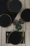 Set 6 platouri pentru desert ST039006F956A, Keramika, 22x22x2.5 cm, gresie, negru