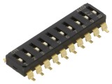 Comutator DIP-SWITCH 10 Secțiuni TE Connectivity EDS10SGRNTU04Q OFF-ON 0,025A/24VDC