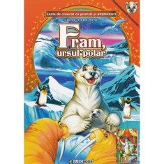 Carte de colorat A4 cu povesti si abtibilduri - Fram ursul polar