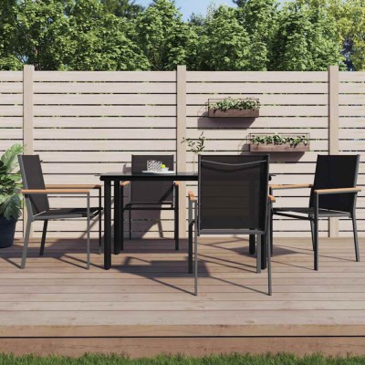 vidaXL Set mobilier de grădină, 5 piese, negru, textilenă și oțel 3187043 foto