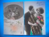 HOPCT 1671 CUPLU-ROMANTICA-FRANTA--LOT 2 CARTI POSTALE VECHI-CIRCULATE
