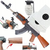 Cumpara ieftin CARABINA KALASHNIKOV AK47 CU TEAVA METALICA,DEMONTABILA,TINTA LASER,6MM+500BILE!, Oem