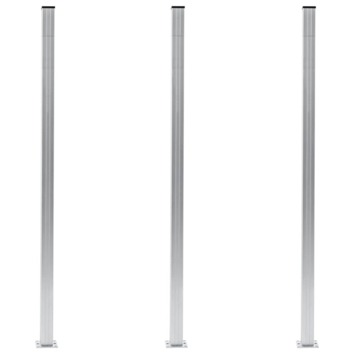 St&acirc;lpi de gard, 3 buc., 185 cm, aluminiu