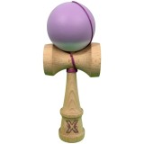 Kendama X Originala, Profesionala, Cyrax, din Lemn cu Bila Cauciucata, 18 x 6 x 7 cm, Gradient Mov/Alb