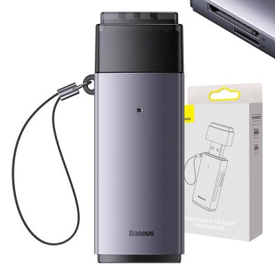 Baseus Lite Series SD/TF memory card reader, USB (gray) foto