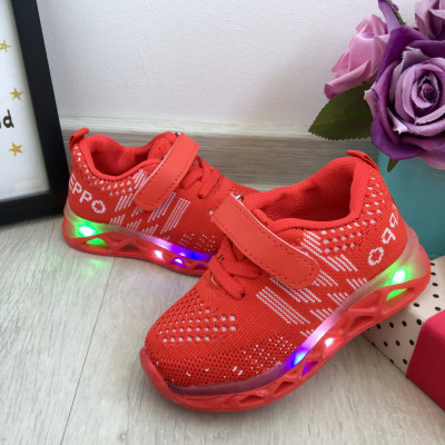 Adidasi rosii cu lumini LED si scai pt baieti / fete 21 22 cod 0774 foto