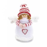 Cumpara ieftin Figurina Inger portelan textil alb rosu 25 cm