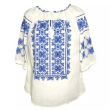 Cumpara ieftin Bluza Tip Ie Traditionala Alba cu Motiv Floral Albastru de Dama - IMS108