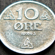 Moneda istorica 10 ORE - NORVEGIA, anul 1943 *cod 1499 A