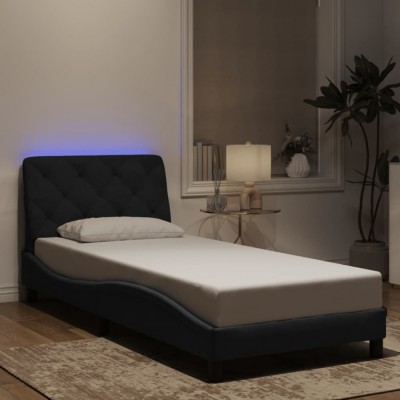Gossi cadru de pat cu lumini led, negru, 90x200 cm, catifea foto