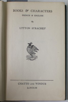 BOOKS and CHARACTERS FRENCH and ENGLISH by LYTTON STRACHEY , 1934 foto