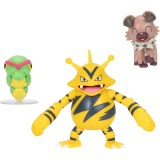 Set 3 Mini Figurine Articulate Pokemon - Caterpie, Rockruff, Electabuzz W21, Jazwares Toys