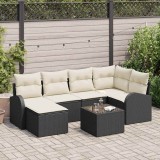 Cumpara ieftin Set de canapele pentru grădină cu pernă 7 pcs Negru Rattan poli