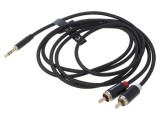 Cablu Jack 3,5mm la RCA x2, 1,5m, placare aurită, textil