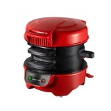 Aparat Burger Ideallstore 600W, Placi Antiaderente, Incalzire Uniforma 180&deg;, Grill, Rosu/Negru