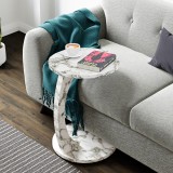 Beistelltisch Holeby 56 x &Oslash; 38 cm Marmoroptik, cremewei&szlig; [en.casa] HausGarden Leisure