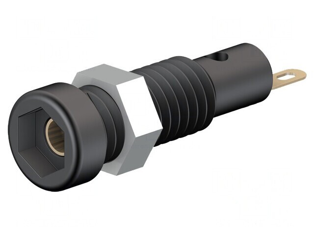 Soclu banană 2mm 10A neagră 60VDC pe panou