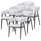 Set 6 scaune dining tapitate Kohlmand, gri deschis, cu brate